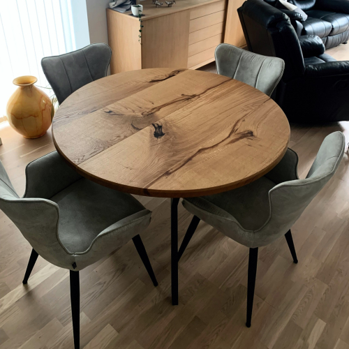 Runder Tisch – Eiche – Ø120 – Y-Bein – 1 zusätzliche Platte = Gesamtgröße 120 x 170 cm